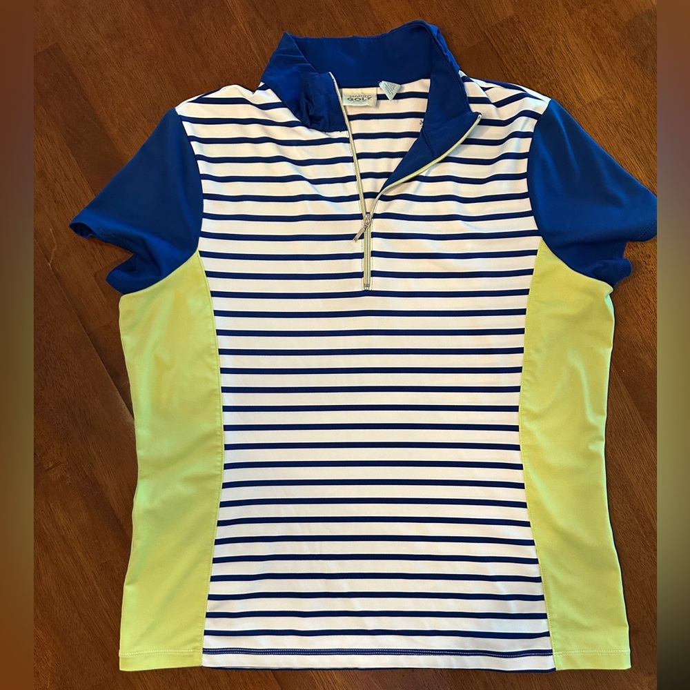 Womans Striped Blue and Yellow Athletic shirt